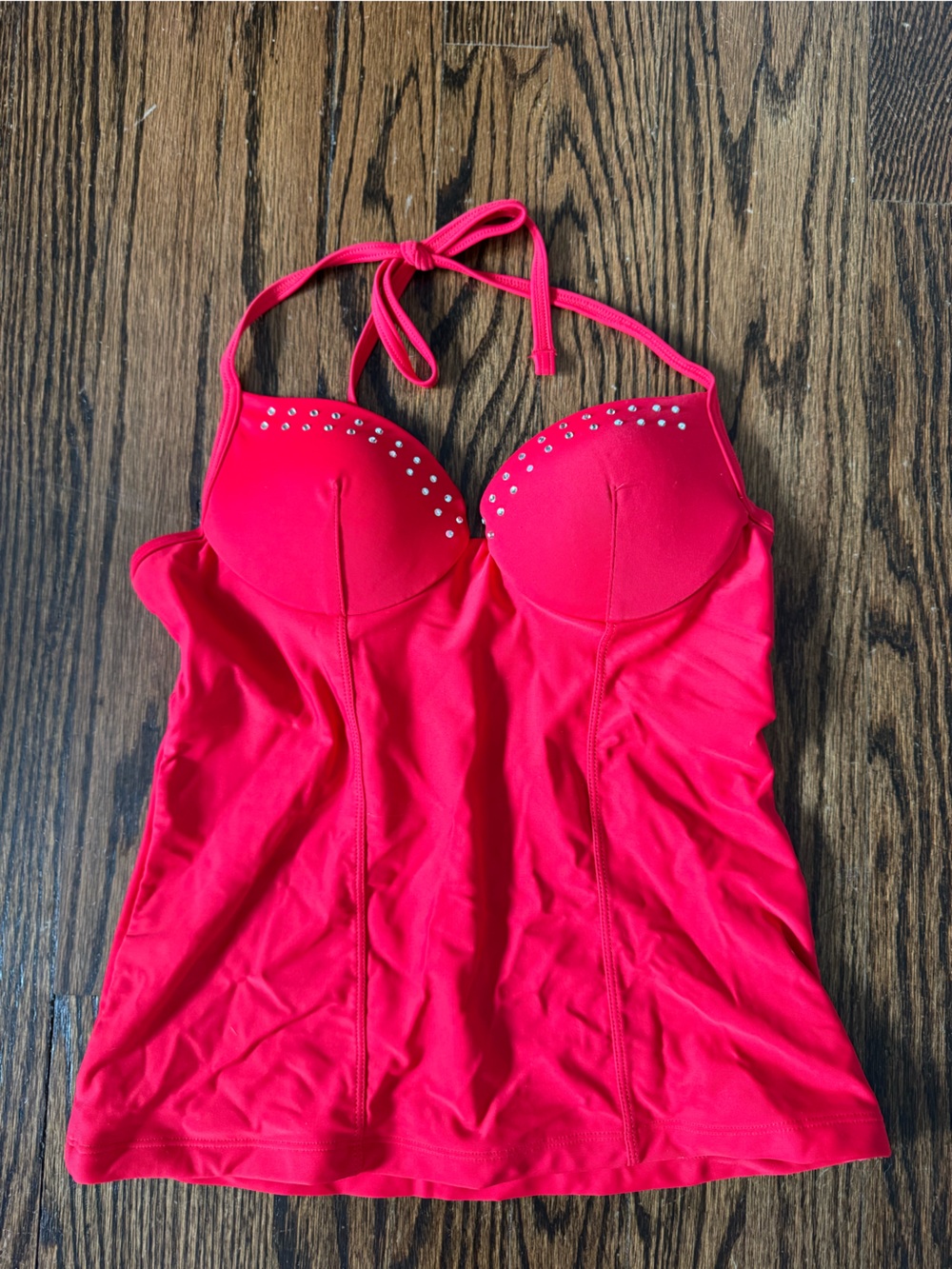 Sporty & Rich Hot Pink Strapless Padded Swim Top with Tie Strap